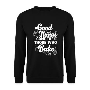 Lustiges Hobby Bäcker Geschenk - Unisex Pullover - Schwarz - Vorne - Alina (178cm) & Michal (187cm)