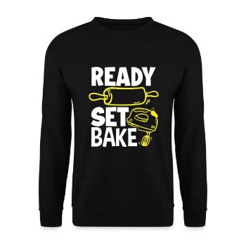 Lustiges Hobby Bäcker Geschenk - Unisex Pullover - Schwarz - Vorne - Alina (178cm) & Michal (187cm)