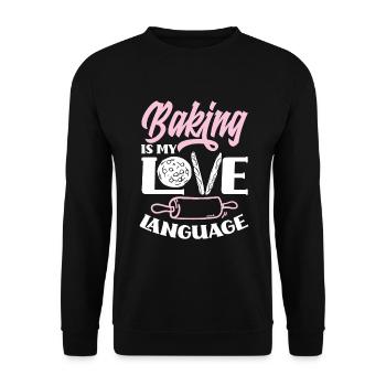 Lustiges Hobby Bäcker Geschenk - Unisex Pullover - Schwarz - Vorne - Alina (178cm) & Michal (187cm)