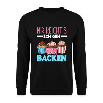 Mir Reicht's Ich Geh Backen Lustiges Backen - Unisex Pullover - Schwarz - Vorne - Alina (178cm) & Michal (187cm)