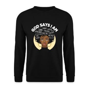 Melanin African American African American Woman - Unisex Sweatshirt - black - Front - Alina (178cm) & Michal (187cm)