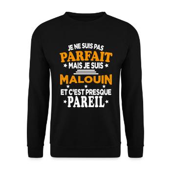 Pas Parfait Je Suis Malouin Et C'est Pareil - Sweat-shirt Unisexe - noir - Devant - Alina (178cm) & Michal (187cm)