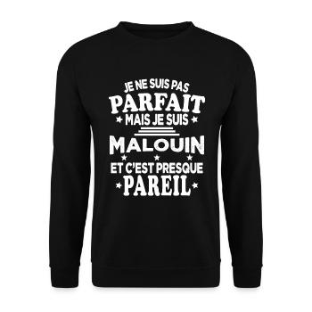 Pas Parfait Je Suis Malouin Et C'est Pareil - Sweat-shirt Unisexe - noir - Devant - Alina (178cm) & Michal (187cm)