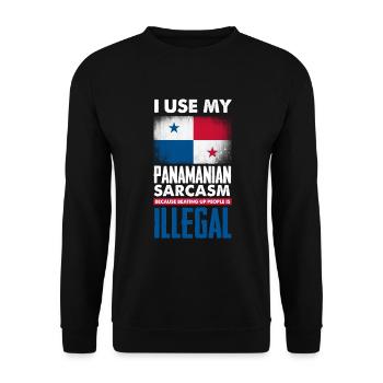 Lustiges Panama Panamaer Panamaerin Geschenk - Unisex Pullover - Schwarz - Vorne - Alina (178cm) & Michal (187cm)