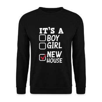 Hausbesitzer Hauskauf Geschenk - Unisex Pullover - Schwarz - Vorne - Alina (178cm) & Michal (187cm)