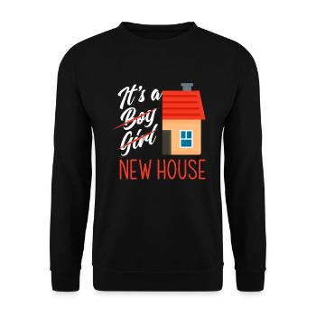 Hausbesitzer Hauskauf Geschenk - Unisex Pullover - Schwarz - Vorne - Alina (178cm) & Michal (187cm)