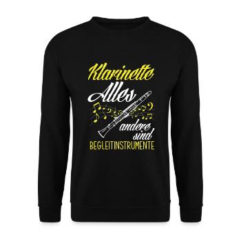 Lustiges Klarinette Klarinettist Geschenk - Unisex Pullover - Schwarz - Vorne - Alina (178cm) & Michal (187cm)
