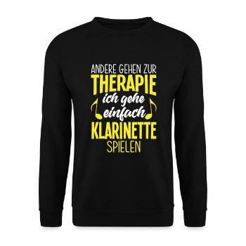 Lustiges Klarinette Klarinettist Geschenk - Unisex Pullover - Schwarz - Vorne - Alina (178cm) & Michal (187cm)