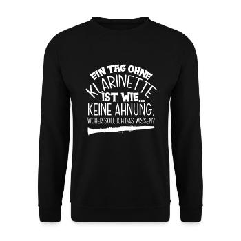 Lustiges Klarinette Klarinettist Geschenk - Unisex Pullover - Schwarz - Vorne - Alina (178cm) & Michal (187cm)