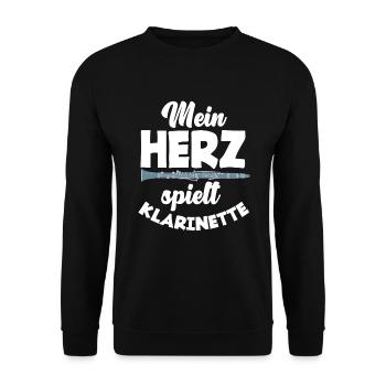 Lustiges Klarinette Klarinettist Geschenk - Unisex Pullover - Schwarz - Vorne - Alina (178cm) & Michal (187cm)