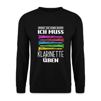 Lustiges Klarinette Klarinettist Geschenk - Unisex Pullover - Schwarz - Vorne - Alina (178cm) & Michal (187cm)