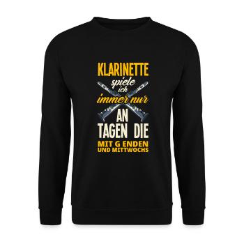 Lustiges Klarinette Klarinettist Geschenk - Unisex Pullover - Schwarz - Vorne - Alina (178cm) & Michal (187cm)