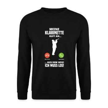 Lustiges Klarinette Klarinettist Geschenk - Unisex Pullover - Schwarz - Vorne - Alina (178cm) & Michal (187cm)