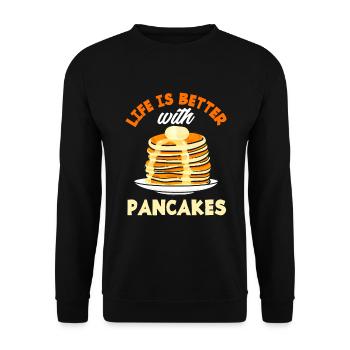 Funny Pancake Pancakes Gift - Unisex Sweatshirt - black - Front - Alina (178cm) & Michal (187cm)