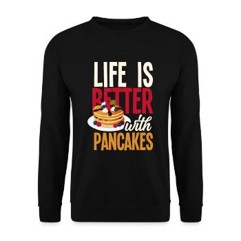 Funny Pancake Pancakes Gift - Unisex Sweatshirt - black - Front - Alina (178cm) & Michal (187cm)