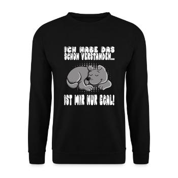 Ich Habe Das Schon Verstanden Ist Mir Nur Egal - Unisex Pullover - Schwarz - Vorne - Alina (178cm) & Michal (187cm)