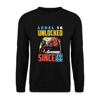 16e anniversaire Jeune joueur de jeu - Sweat-shirt Unisexe - noir - Devant - Alina (178cm) & Michal (187cm)
