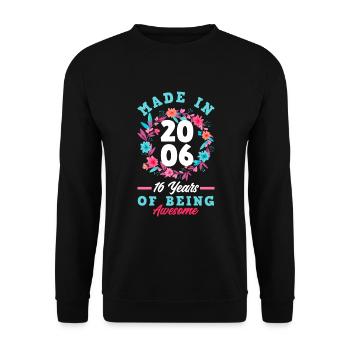 Fille du 16e anniversaire née en 2006 - Sweat-shirt Unisexe - noir - Devant - Alina (178cm) & Michal (187cm)