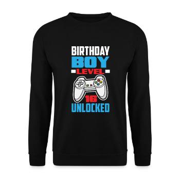 16e anniversaire Jeune joueur de jeu - Sweat-shirt Unisexe - noir - Devant - Alina (178cm) & Michal (187cm)