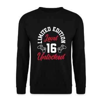 16e anniversaire Jeune joueur de jeu - Sweat-shirt Unisexe - noir - Devant - Alina (178cm) & Michal (187cm)