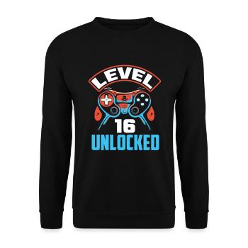 16e anniversaire Jeune joueur de jeu - Sweat-shirt Unisexe - noir - Devant - Alina (178cm) & Michal (187cm)