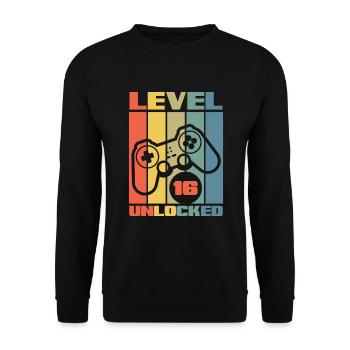 16e anniversaire Jeune joueur de jeu - Sweat-shirt Unisexe - noir - Devant - Alina (178cm) & Michal (187cm)