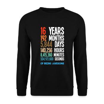 16. Geburtstag Mädchen Jungen - Unisex Pullover - Schwarz - Vorne - Alina (178cm) & Michal (187cm)