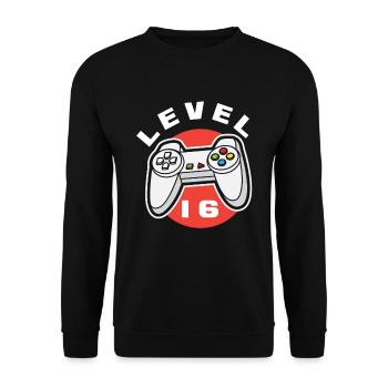 16ème anniversaire Garçons Gaming Gamer Niveau 16 - Sweat-shirt Unisexe - noir - Devant - Alina (178cm) & Michal (187cm)