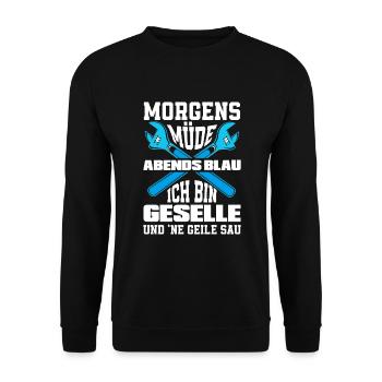 Lustiges Geselle Geschenk Mechaniker - Unisex Pullover - Schwarz - Vorne - Alina (178cm) & Michal (187cm)