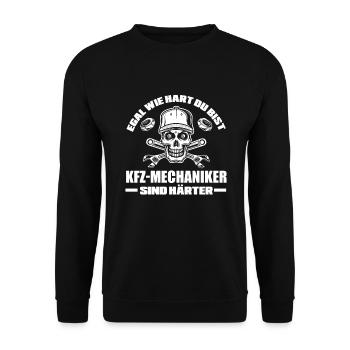 Lustiges Mechaniker Automechaniker KFZ Mechaniker - Unisex Pullover - Schwarz - Vorne - Alina (178cm) & Michal (187cm)