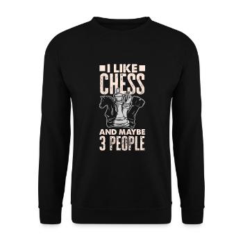 Drôle de joueur d’échecs Cadeau de joueur d’échecs - Sweat-shirt Unisexe - noir - Devant - Alina (178cm) & Michal (187cm)