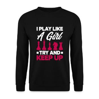 Funny Chess Player Chess Player Gift - Unisex Sweatshirt - black - Front - Alina (178cm) & Michal (187cm)