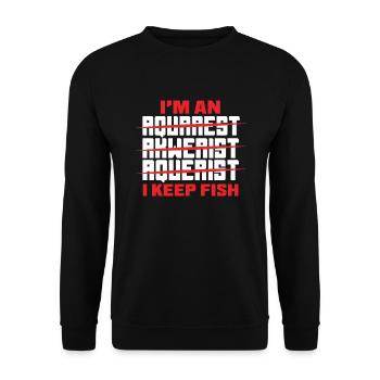 Lustiges Aquarist Aquarianer Aquarium Geschenk - Unisex Pullover - Schwarz - Vorne - Alina (178cm) & Michal (187cm)