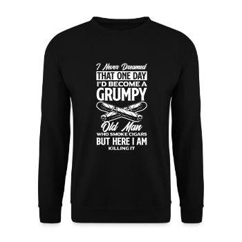 Lustiges Zigarre Rauchen Zigarrenraucher Geschenk - Unisex Pullover - Schwarz - Vorne - Alina (178cm) & Michal (187cm)