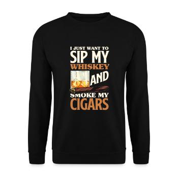 Zigarrenraucher Papa Zigarren Rauchen Geschenk - Unisex Pullover - Schwarz - Vorne - Alina (178cm) & Michal (187cm)