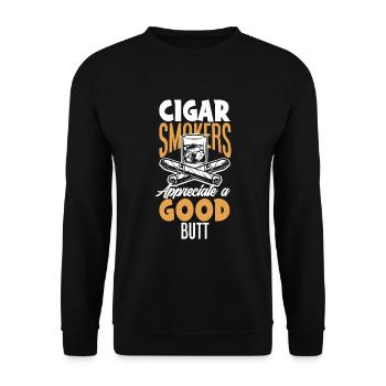 Lustiges Zigarre Rauchen Zigarrenraucher Geschenk - Unisex Pullover - Schwarz - Vorne - Alina (178cm) & Michal (187cm)
