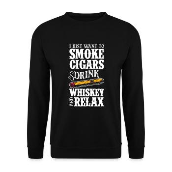 Cigars and Whiskey Cigar Smoker Gift - Unisex Sweatshirt - black - Front - Alina (178cm) & Michal (187cm)