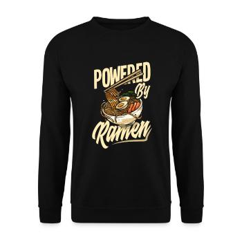 Powered By Ramen Lustiges Ramen Geschenk - Unisex Pullover - Schwarz - Vorne - Alina (178cm) & Michal (187cm)