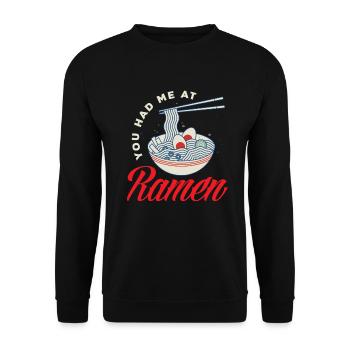 Lustiges Ramen Geschenk - Unisex Pullover - Schwarz - Vorne - Alina (178cm) & Michal (187cm)