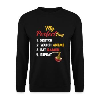 Zeichnen Anime Ramen Lustiges Ramen Geschenk - Unisex Pullover - Schwarz - Vorne - Alina (178cm) & Michal (187cm)