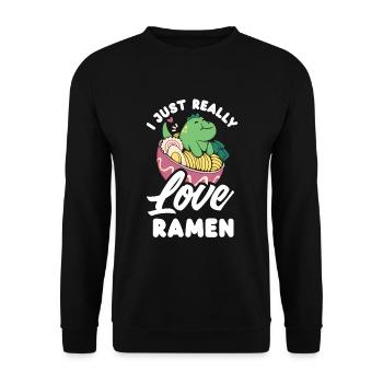 Ich Liebe Einfach Ramen Lustiges Ramen Geschenk - Unisex Pullover - Schwarz - Vorne - Alina (178cm) & Michal (187cm)