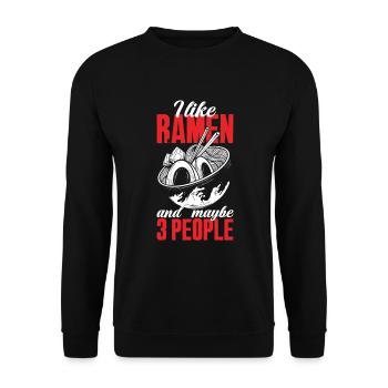 Ich Mag Ramen und 3 Leute Lustiges Ramen Geschenk - Unisex Pullover - Schwarz - Vorne - Alina (178cm) & Michal (187cm)