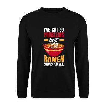 Lustiges Ramen Liebhaber Geschenk - Unisex Pullover - Schwarz - Vorne - Alina (178cm) & Michal (187cm)