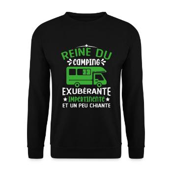 La Reine Du Camping Campeuse Cadeau Campeur Femme - Sweat-shirt Unisexe - noir - Devant - Alina (178cm) & Michal (187cm)