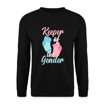 Keeper Of The Gender Gender Reveal Party - Unisex Pullover - Schwarz - Vorne - Alina (178cm) & Michal (187cm)