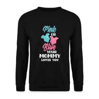 Le genre rose ou bleu révèle baby party maman - Sweat-shirt Unisexe - noir - Devant - Alina (178cm) & Michal (187cm)