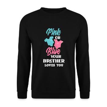 Le genre rose ou bleu révèle baby party brother - Sweat-shirt Unisexe - noir - Devant - Alina (178cm) & Michal (187cm)