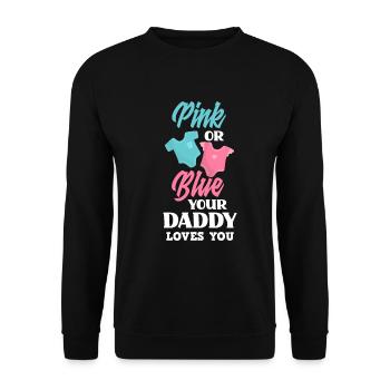 Le genre rose ou bleu révèle Baby Party Papa - Sweat-shirt Unisexe - noir - Devant - Alina (178cm) & Michal (187cm)