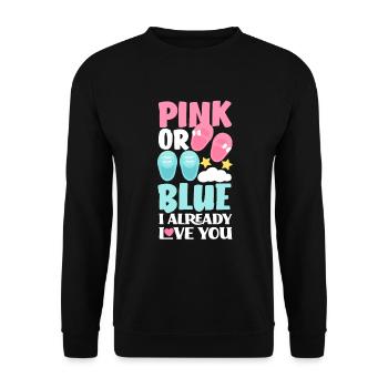 Le genre rose ou bleu révèle la fête de bébé - Sweat-shirt Unisexe - noir - Devant - Alina (178cm) & Michal (187cm)