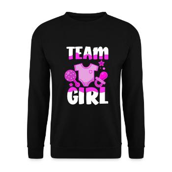 Team Girl Mädchen Gender Reveal Party - Unisex Pullover - Schwarz - Vorne - Alina (178cm) & Michal (187cm)